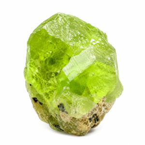 Natural rough peridot crystal, certified green mineral specimen from Pakistan